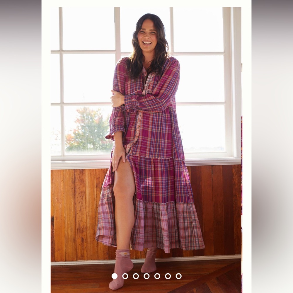 Anthropologie Tiered Plaid Maxi Dress (3X)